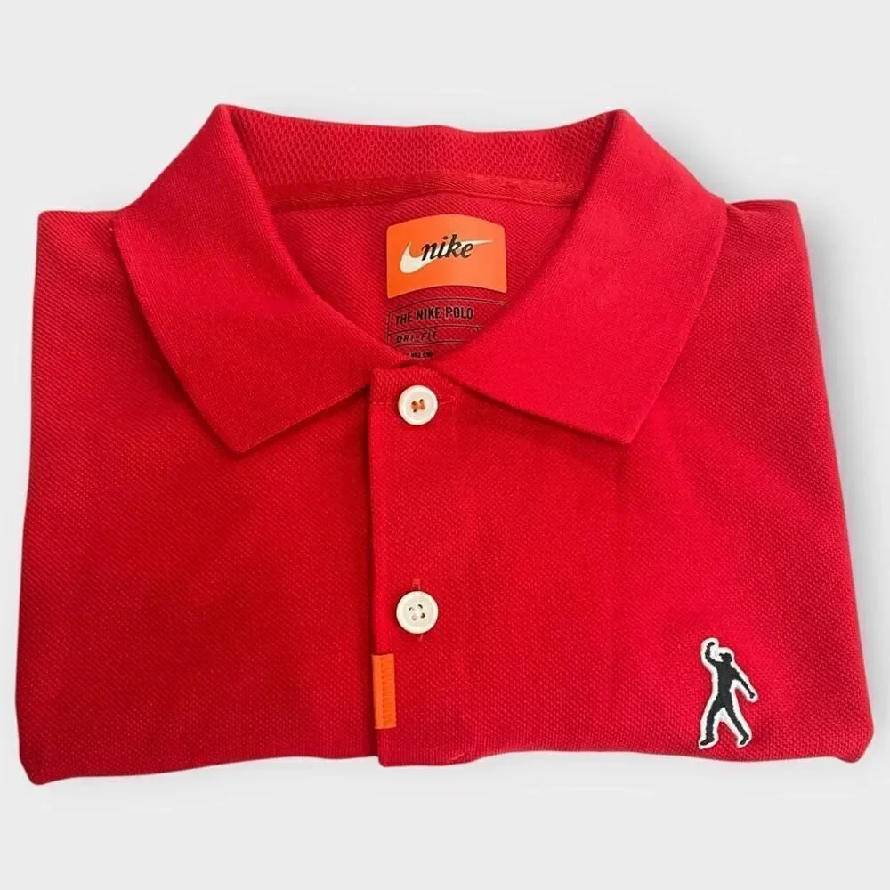 Nike Tiger Woods TW Fist Pump Golf Polo Red Masters DC0347-657 Mens size M New